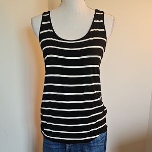 White House Black Market Black and White Striped Tank Top